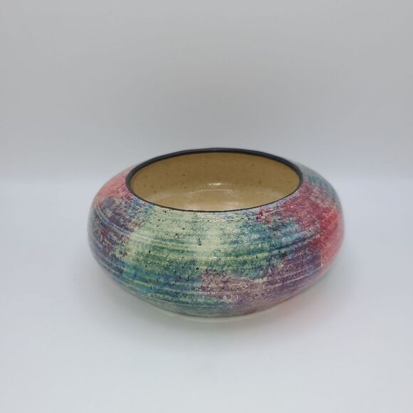 Handcrafted Floral Pottery Bowl, By Malsnee 2002 - Picture 8 of 9